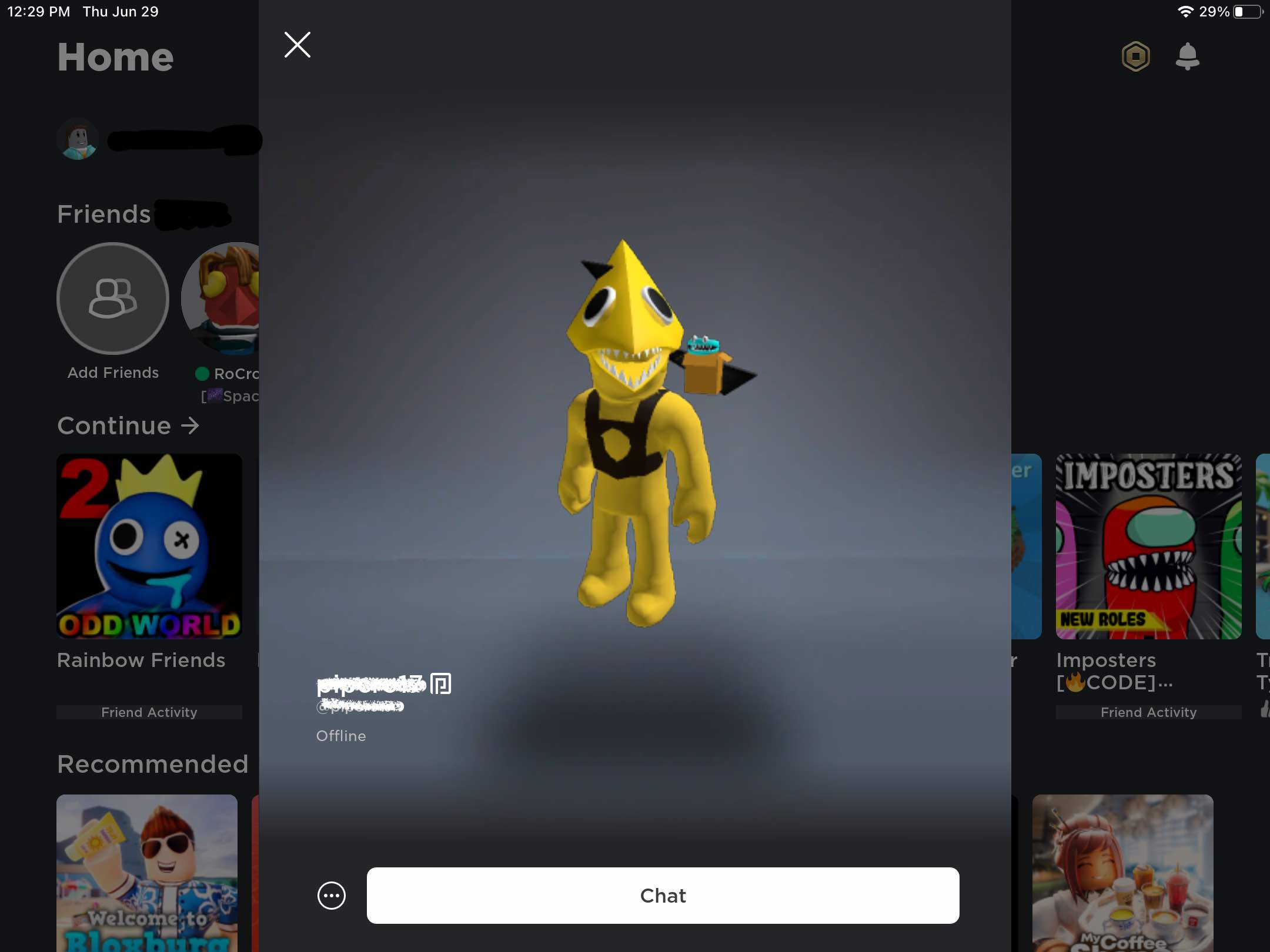 A yellow character Roblox avatar.