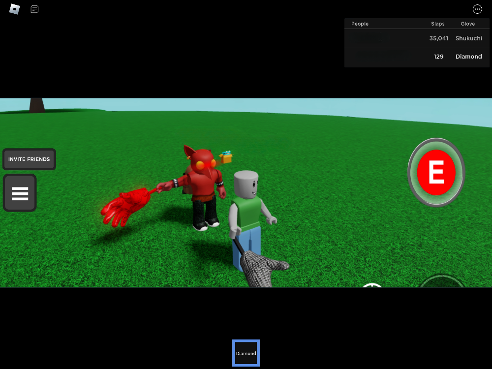 Image of a player with the Shukuchi glove in the Roblox game Slap Battles