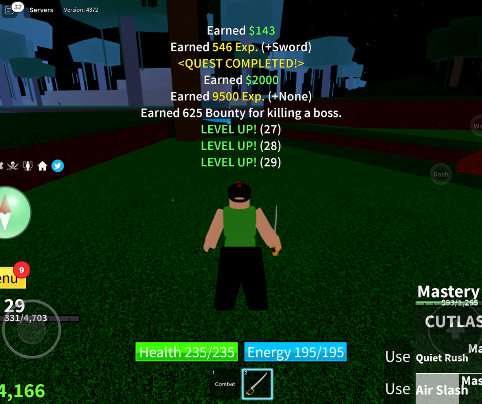 Image of leveling up in the Roblox game Blox Fruits