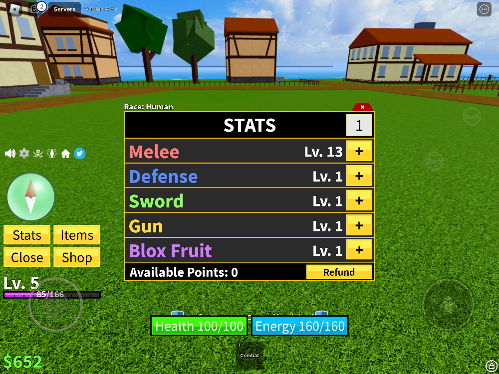 Image of player stats in the Roblox game Blox Fruits.