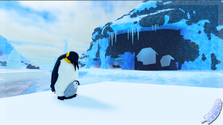 Image of a penguin parent and chick from Roblox game feather family