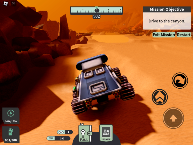 Image of rover driving gameplay from educational Roblox game Mission: Mars